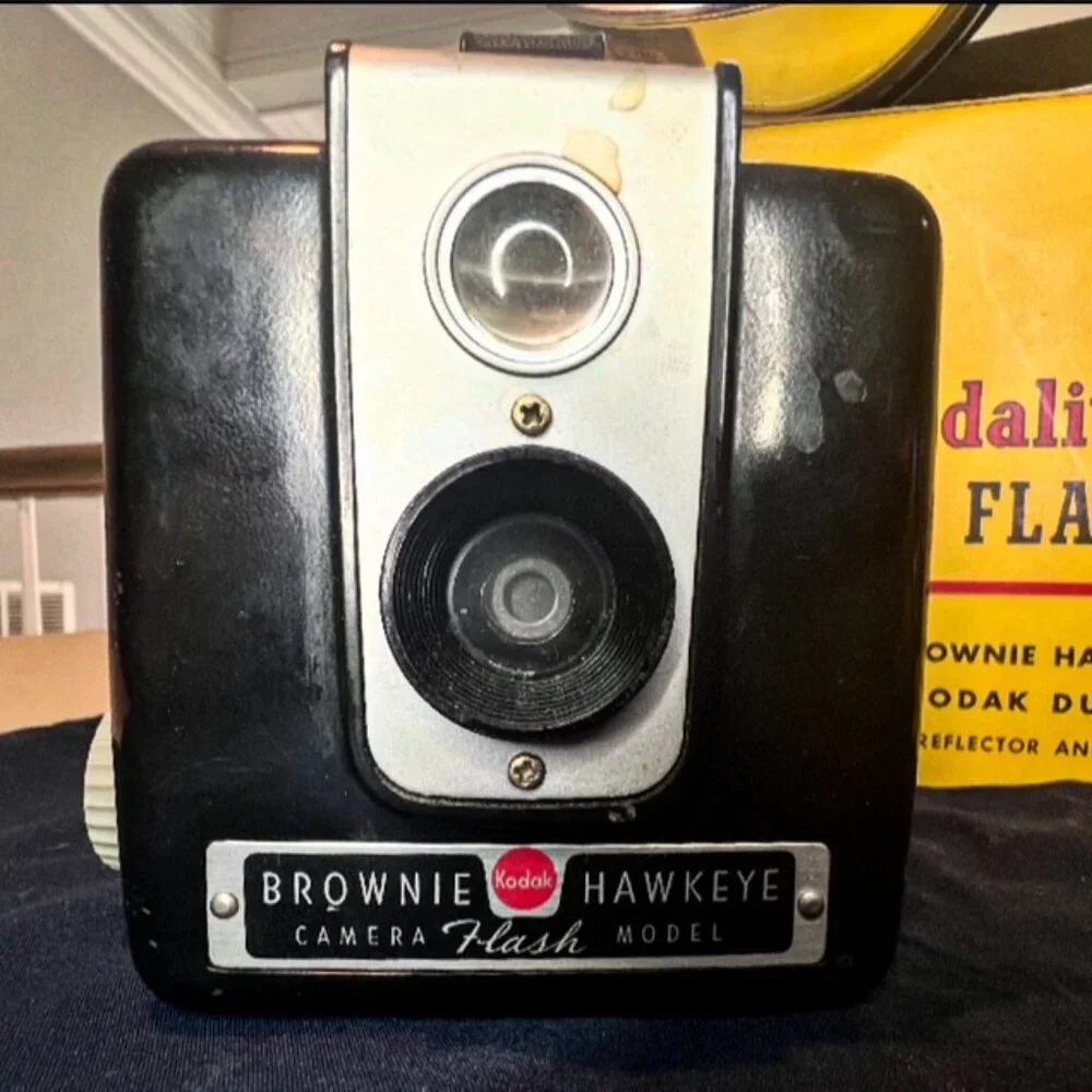 1950's Vintage Kodak Brownie Hawkeye Camera Flash Model with Film